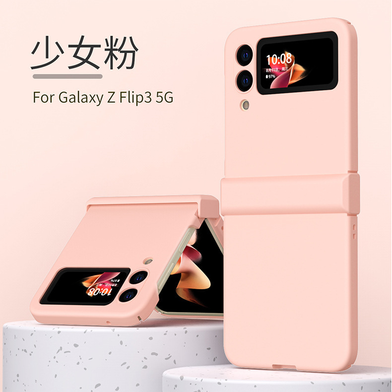 Transparent solid color macaron hinge protective case for Samsung Z Flip 5/4/3 foldable phones.