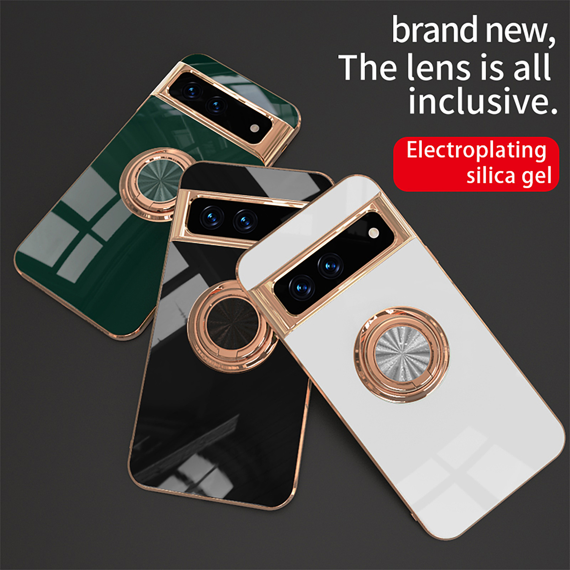 Compatible with Google Pixel 10/9pro XL phone case, 8A electroplated ring, car magnetic TPU drop-proof protective case.