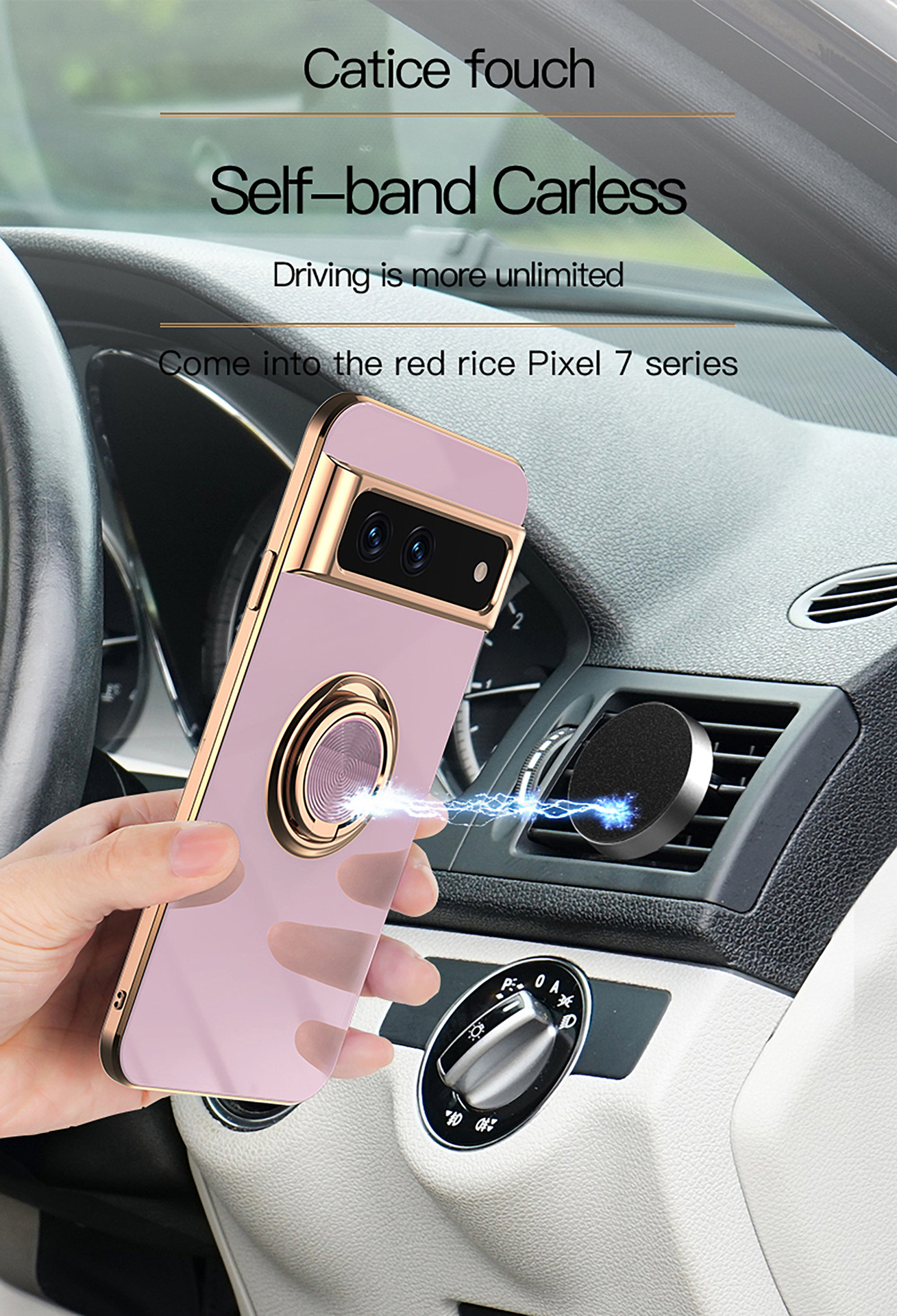 Compatible with Google Pixel 10/9pro XL phone case, 8A electroplated ring, car magnetic TPU drop-proof protective case.