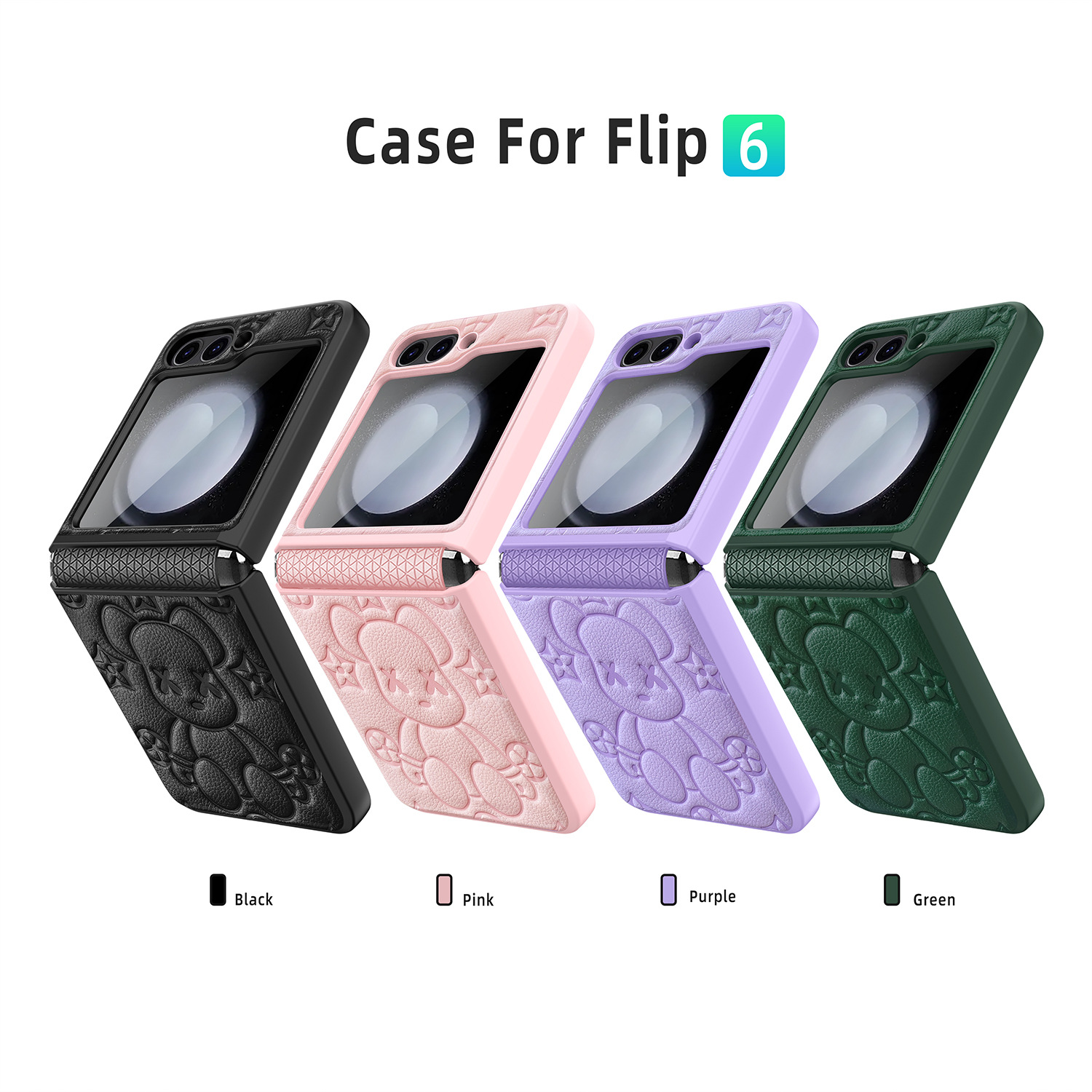 Compatible with Samsung Z Flip 7/6/5 phone cases, TPU hinge, 4/3 folding screen, vegan leather, drop-proof protective case.