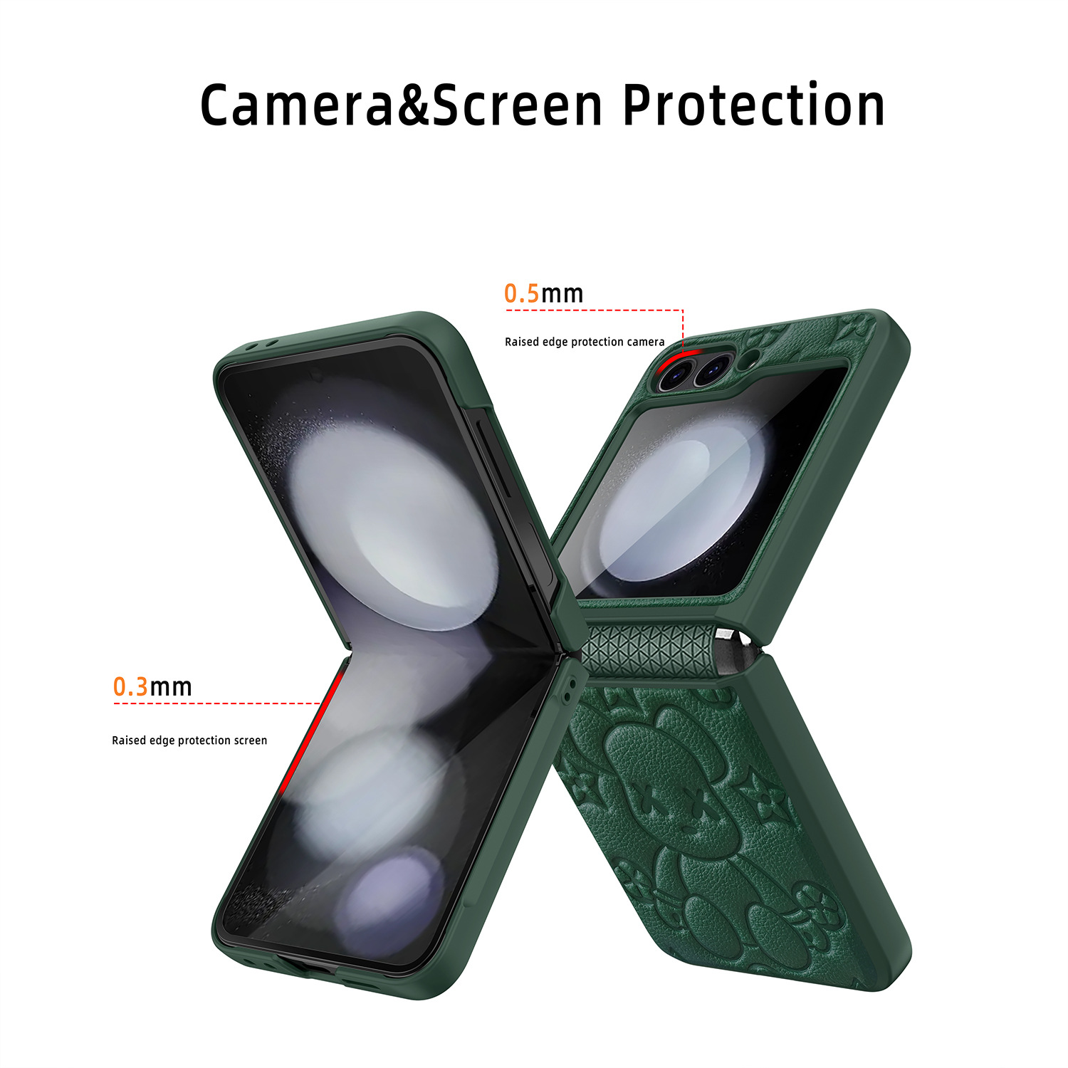 Compatible with Samsung Z Flip 7/6/5 phone cases, TPU hinge, 4/3 folding screen, vegan leather, drop-proof protective case.