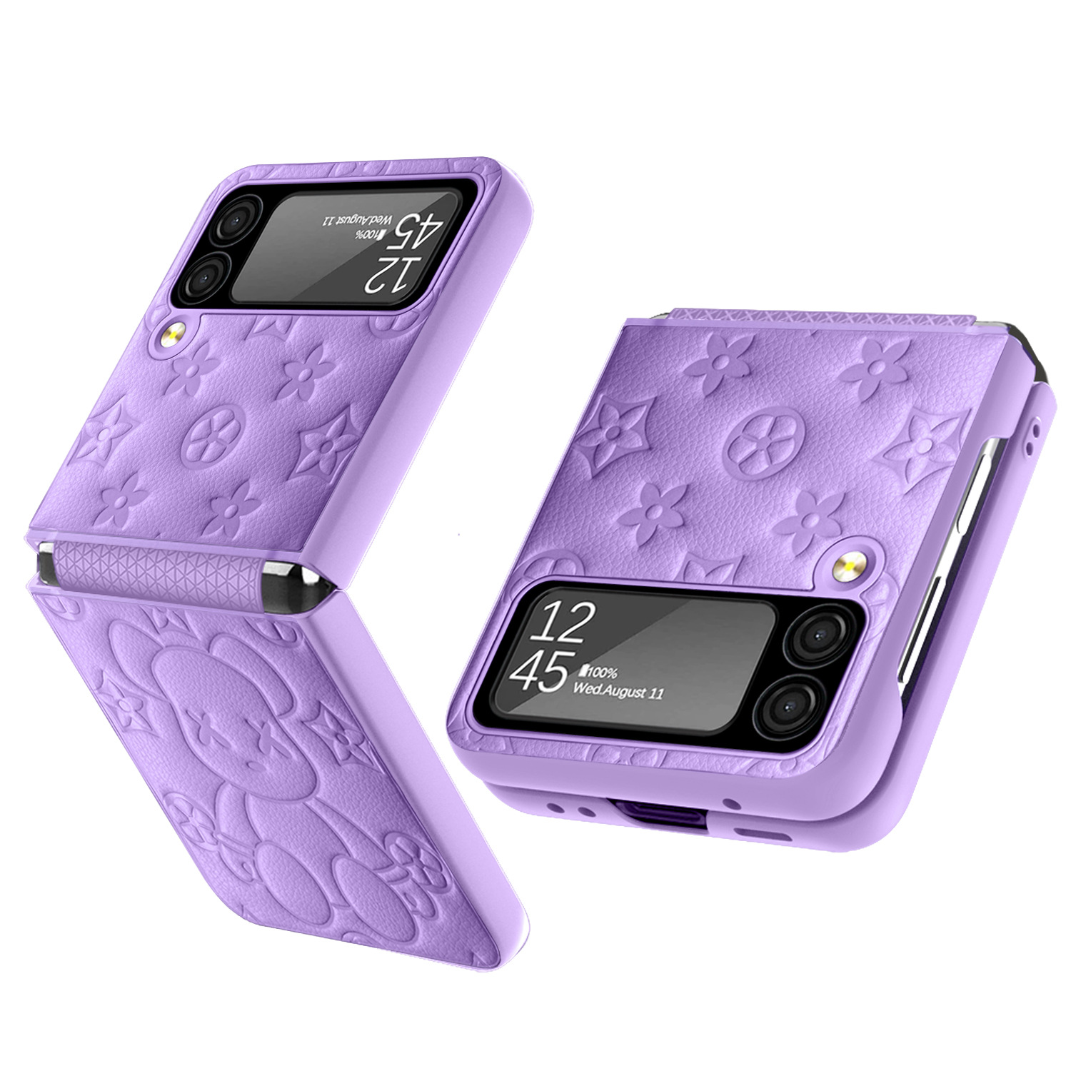 Compatible with Samsung Z Flip 7/6/5 phone cases, TPU hinge, 4/3 folding screen, vegan leather, drop-proof protective case.