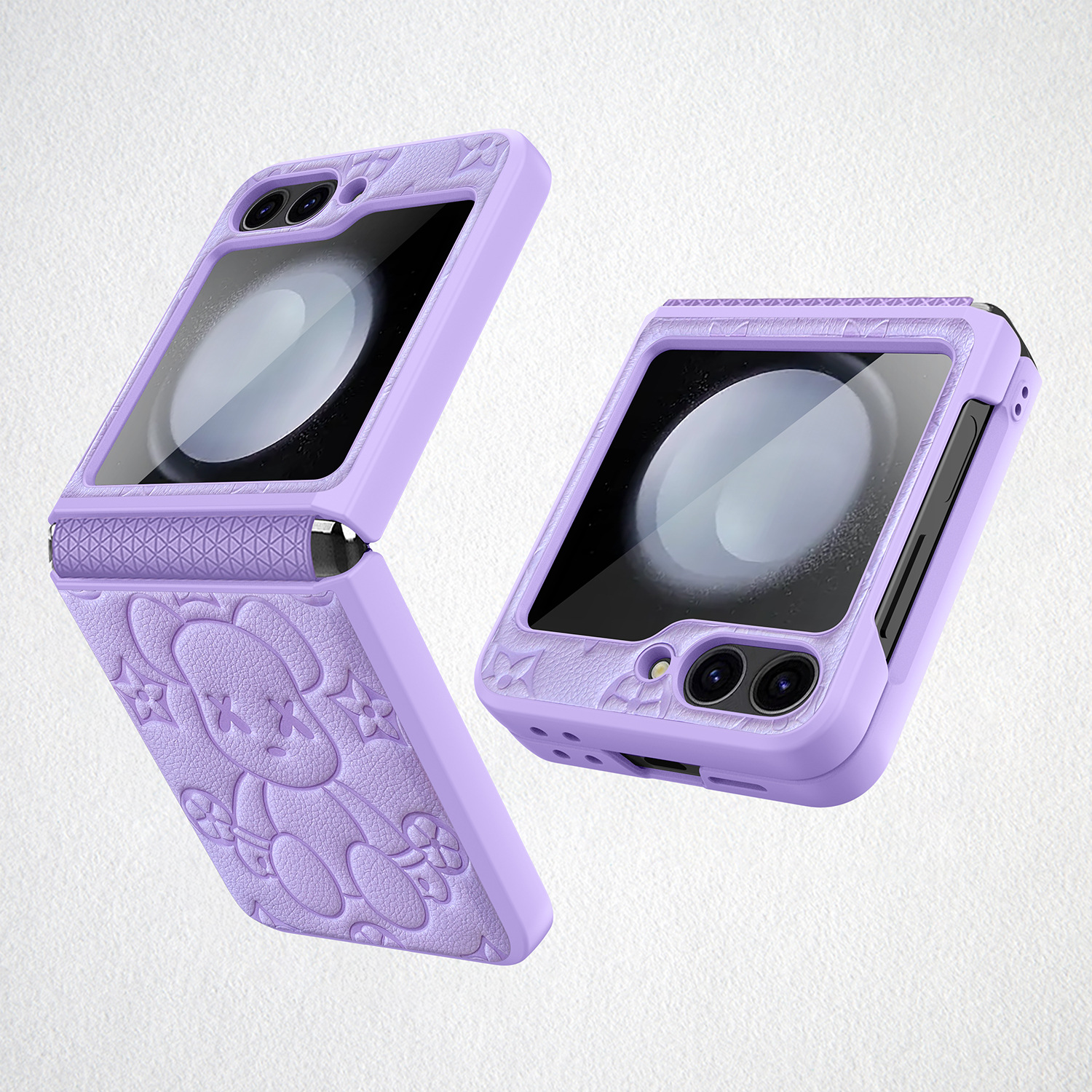Compatible with Samsung Z Flip 7/6/5 phone cases, TPU hinge, 4/3 folding screen, vegan leather, drop-proof protective case.