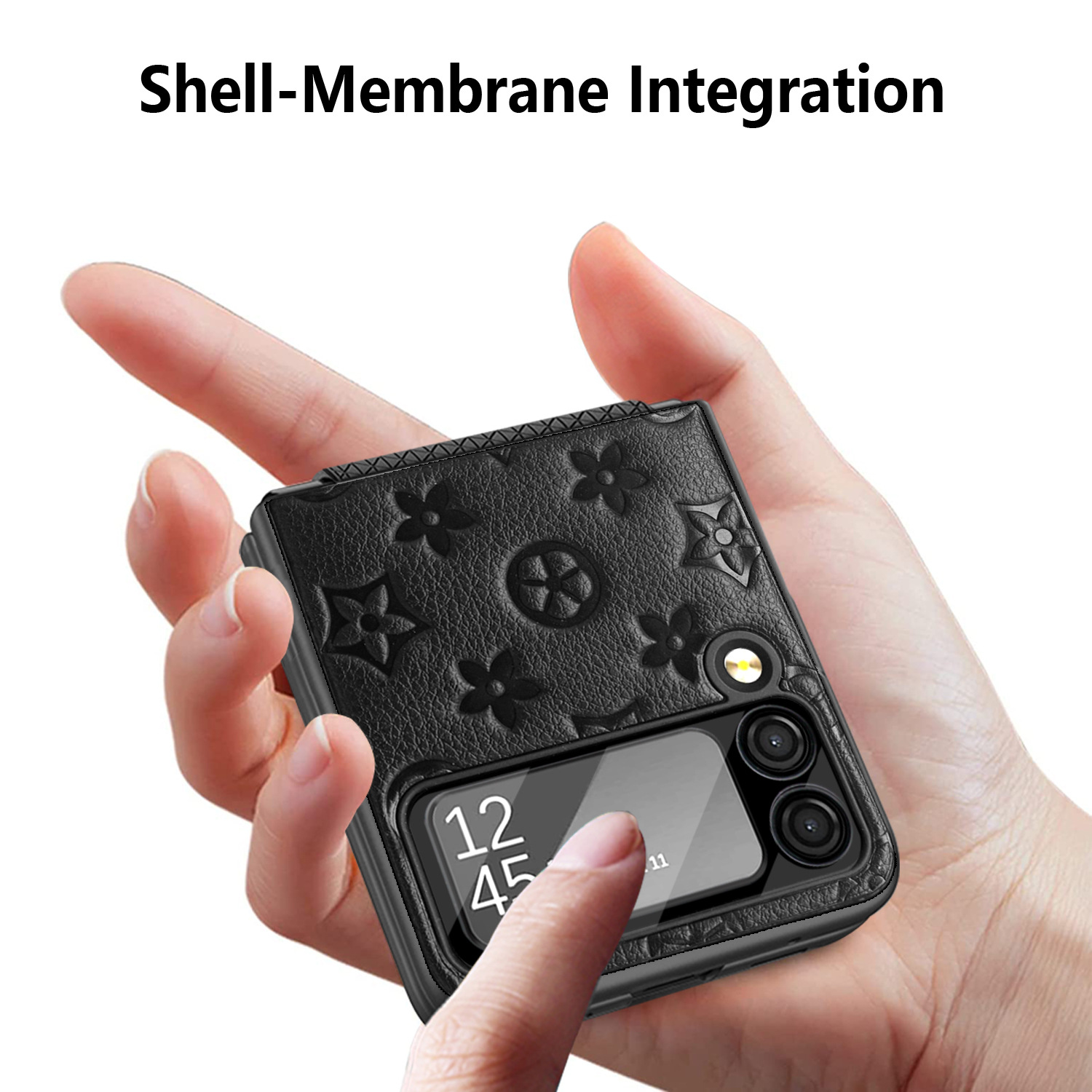 Compatible with Samsung Z Flip 7/6/5 phone cases, TPU hinge, 4/3 folding screen, vegan leather, drop-proof protective case.