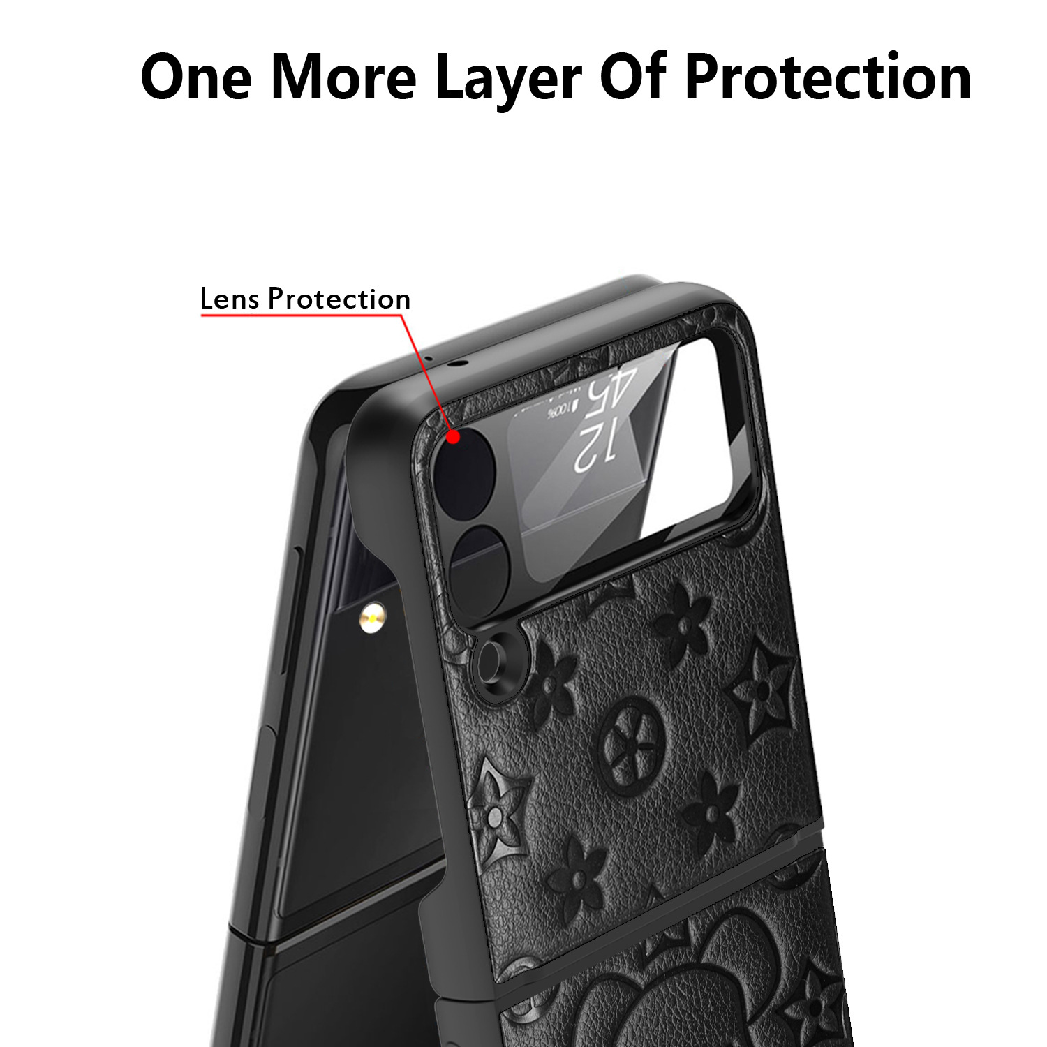 Compatible with Samsung Z Flip 7/6/5 phone cases, TPU hinge, 4/3 folding screen, vegan leather, drop-proof protective case.