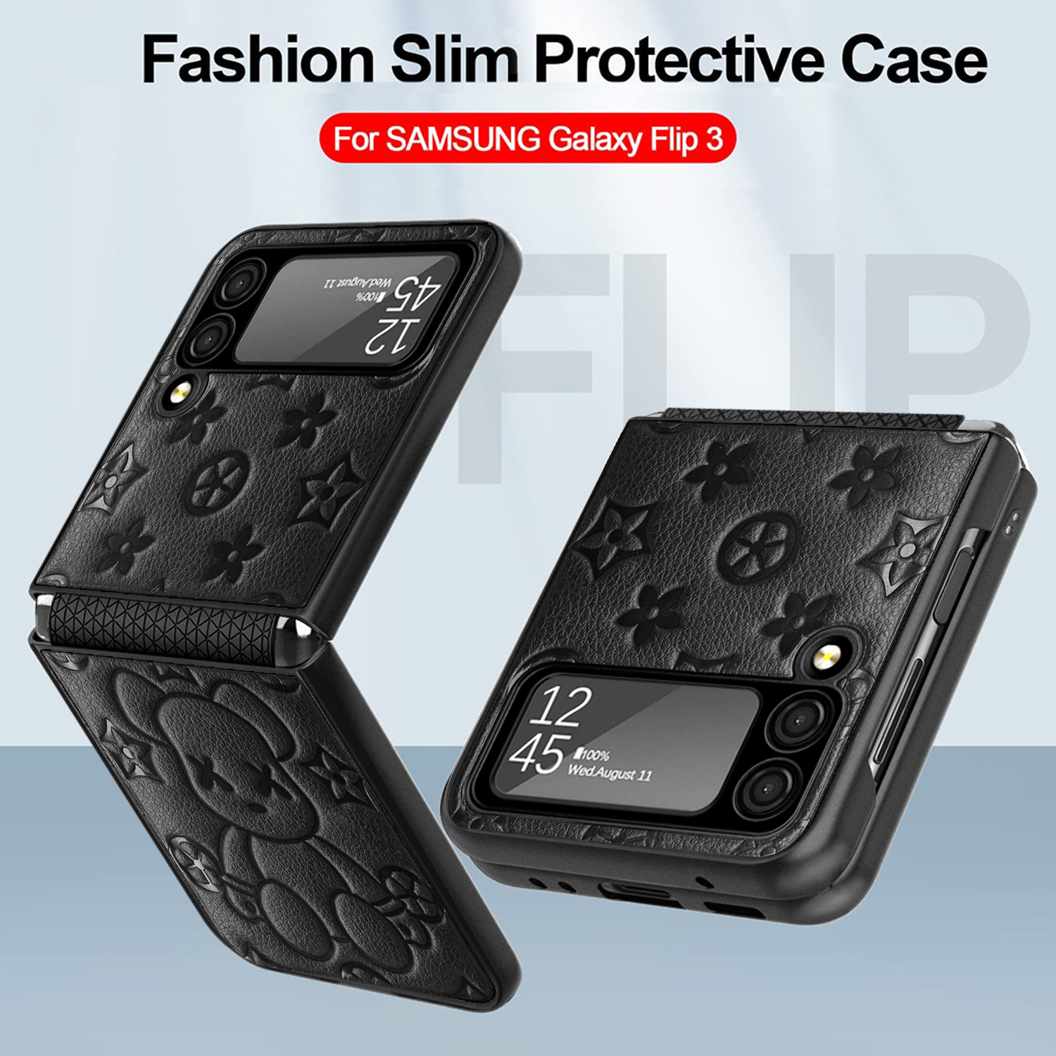 Compatible with Samsung Z Flip 7/6/5 phone cases, TPU hinge, 4/3 folding screen, vegan leather, drop-proof protective case.
