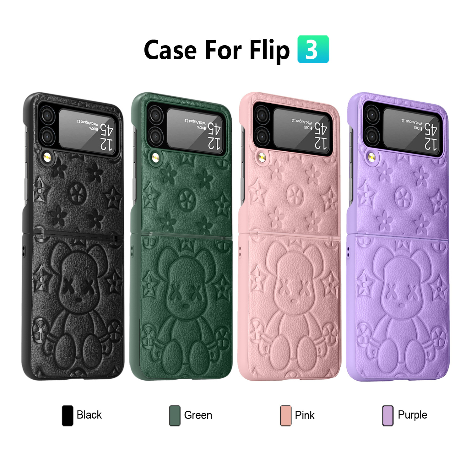 Compatible with Samsung Z Flip 7/6/5 phone cases, TPU hinge, 4/3 folding screen, vegan leather, drop-proof protective case.