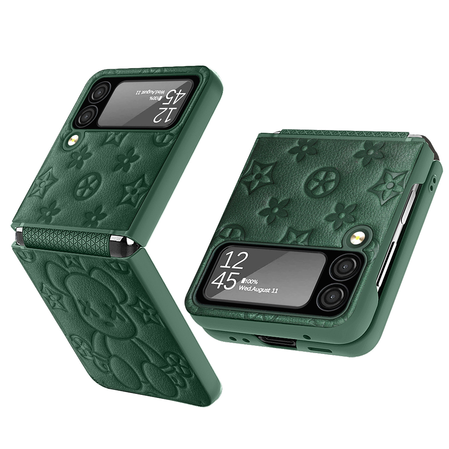 Compatible with Samsung Z Flip 7/6/5 phone cases, TPU hinge, 4/3 folding screen, vegan leather, drop-proof protective case.