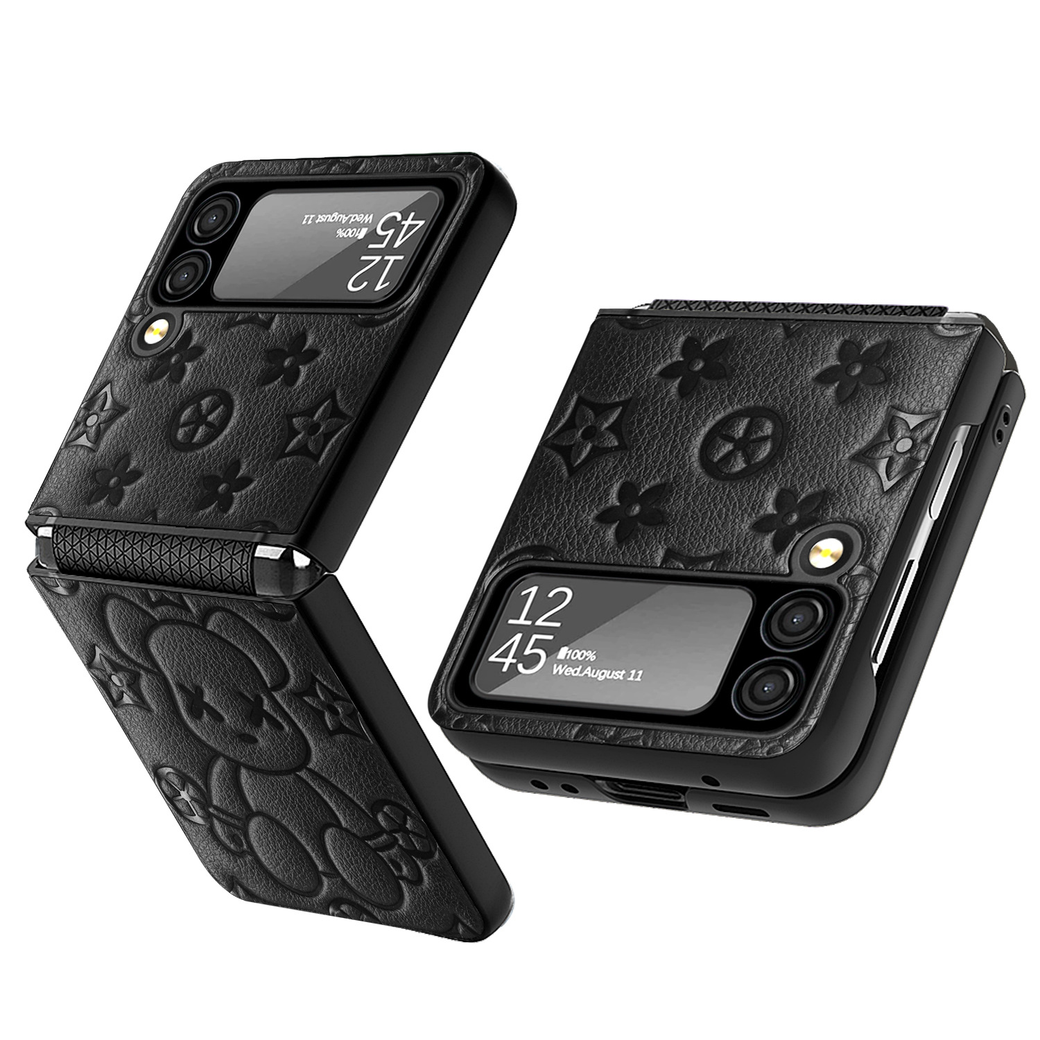 Compatible with Samsung Z Flip 7/6/5 phone cases, TPU hinge, 4/3 folding screen, vegan leather, drop-proof protective case.