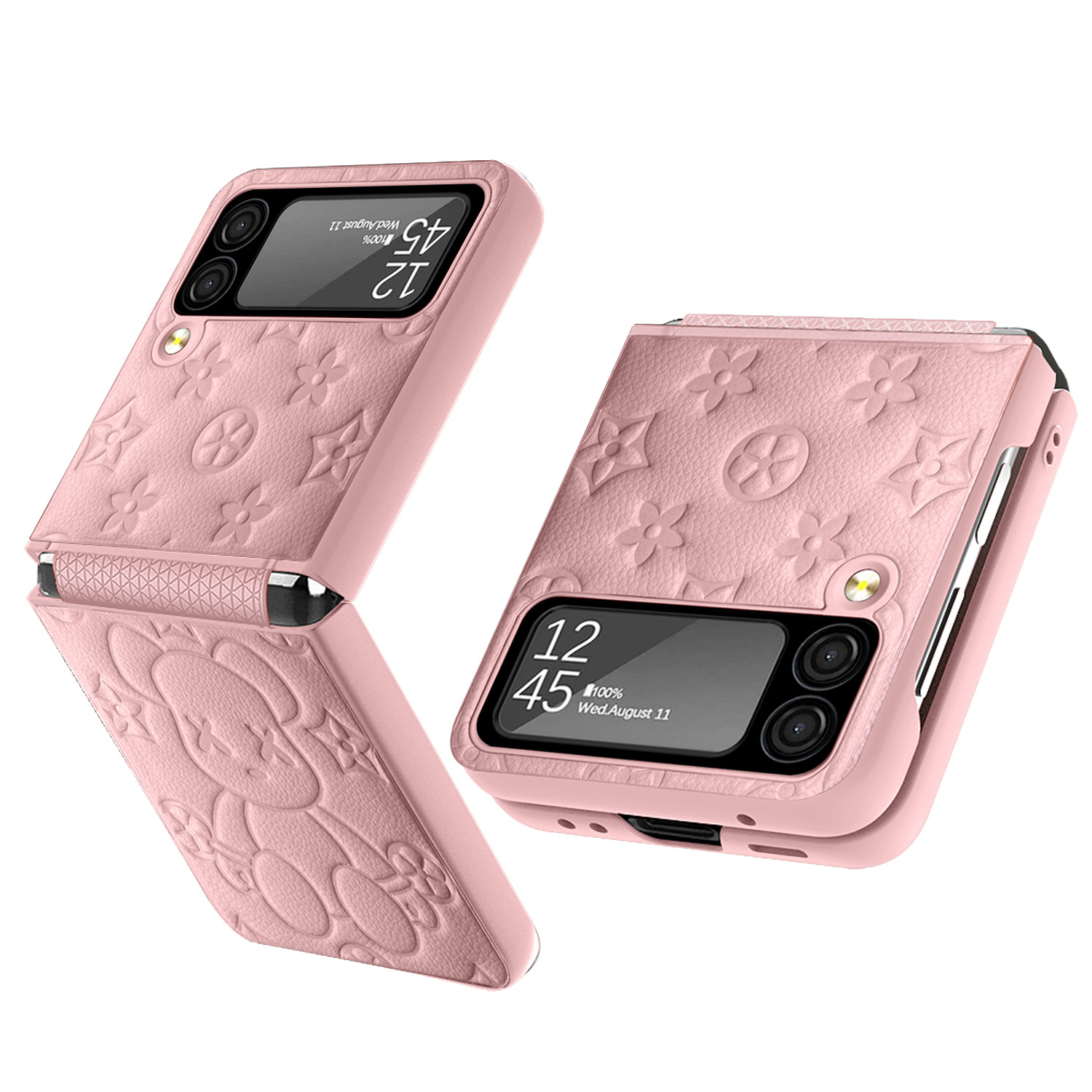 Compatible with Samsung Z Flip 7/6/5 phone cases, TPU hinge, 4/3 folding screen, vegan leather, drop-proof protective case.