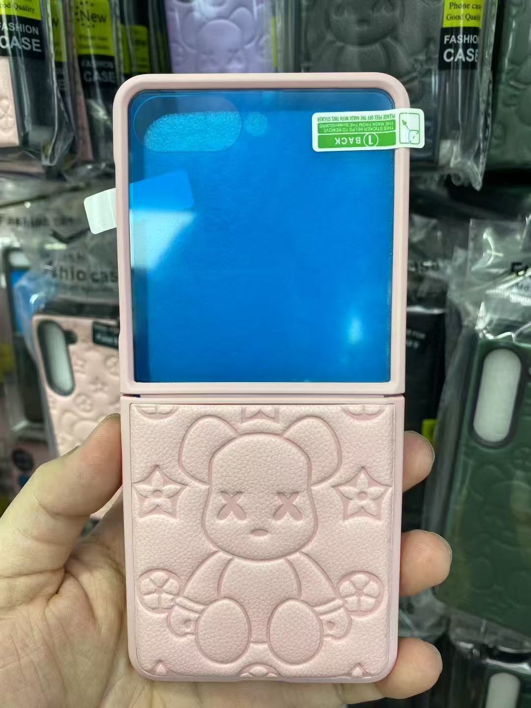 Compatible with Samsung Z Flip 7/6/5 phone cases, TPU hinge, 4/3 folding screen, vegan leather, drop-proof protective case.