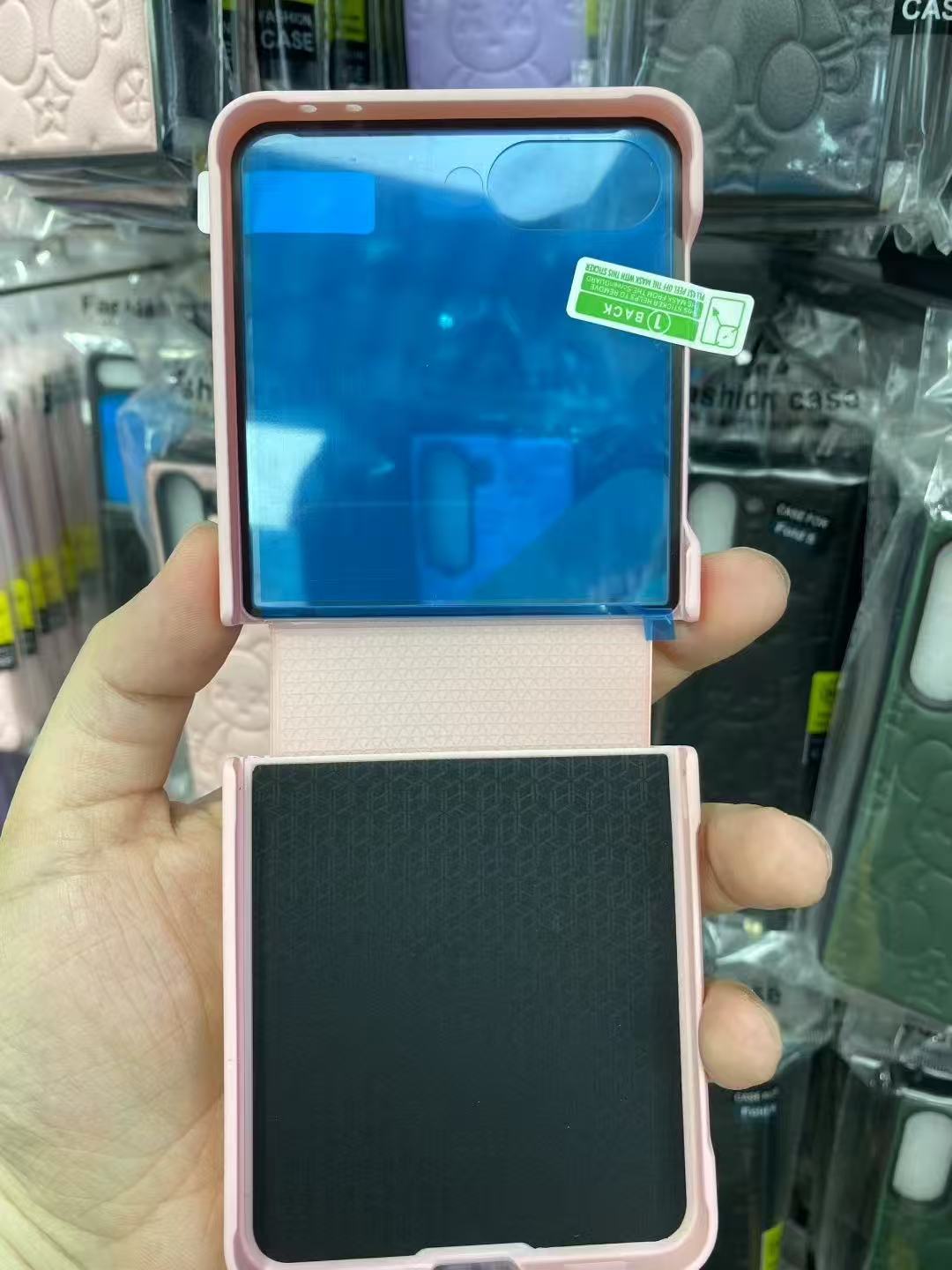 Compatible with Samsung Z Flip 7/6/5 phone cases, TPU hinge, 4/3 folding screen, vegan leather, drop-proof protective case.
