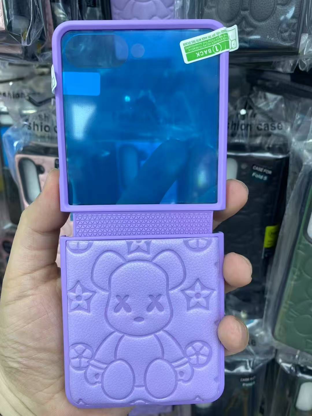 Compatible with Samsung Z Flip 7/6/5 phone cases, TPU hinge, 4/3 folding screen, vegan leather, drop-proof protective case.