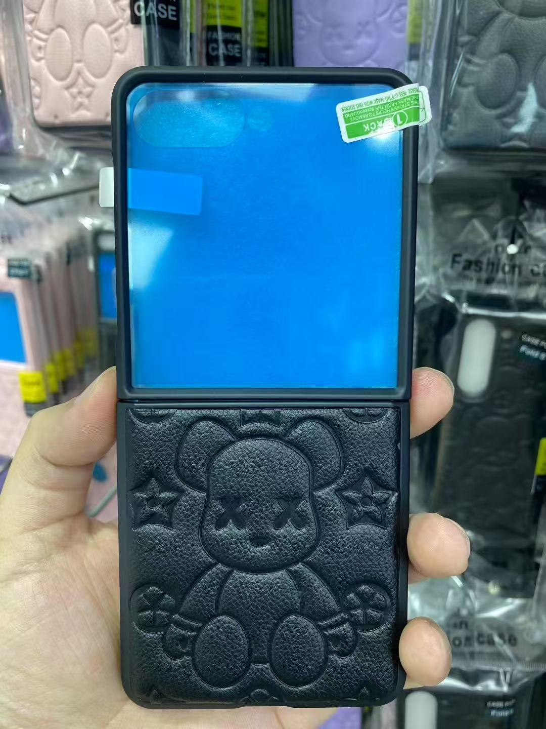Compatible with Samsung Z Flip 7/6/5 phone cases, TPU hinge, 4/3 folding screen, vegan leather, drop-proof protective case.