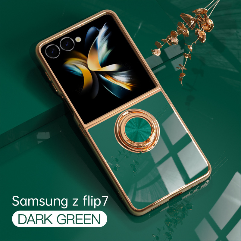 Compatible with Samsung Z Flip 8/7 phone case, 6/5 electroplated, car magnetic ring, stylish 4/3 drop-proof protective case.