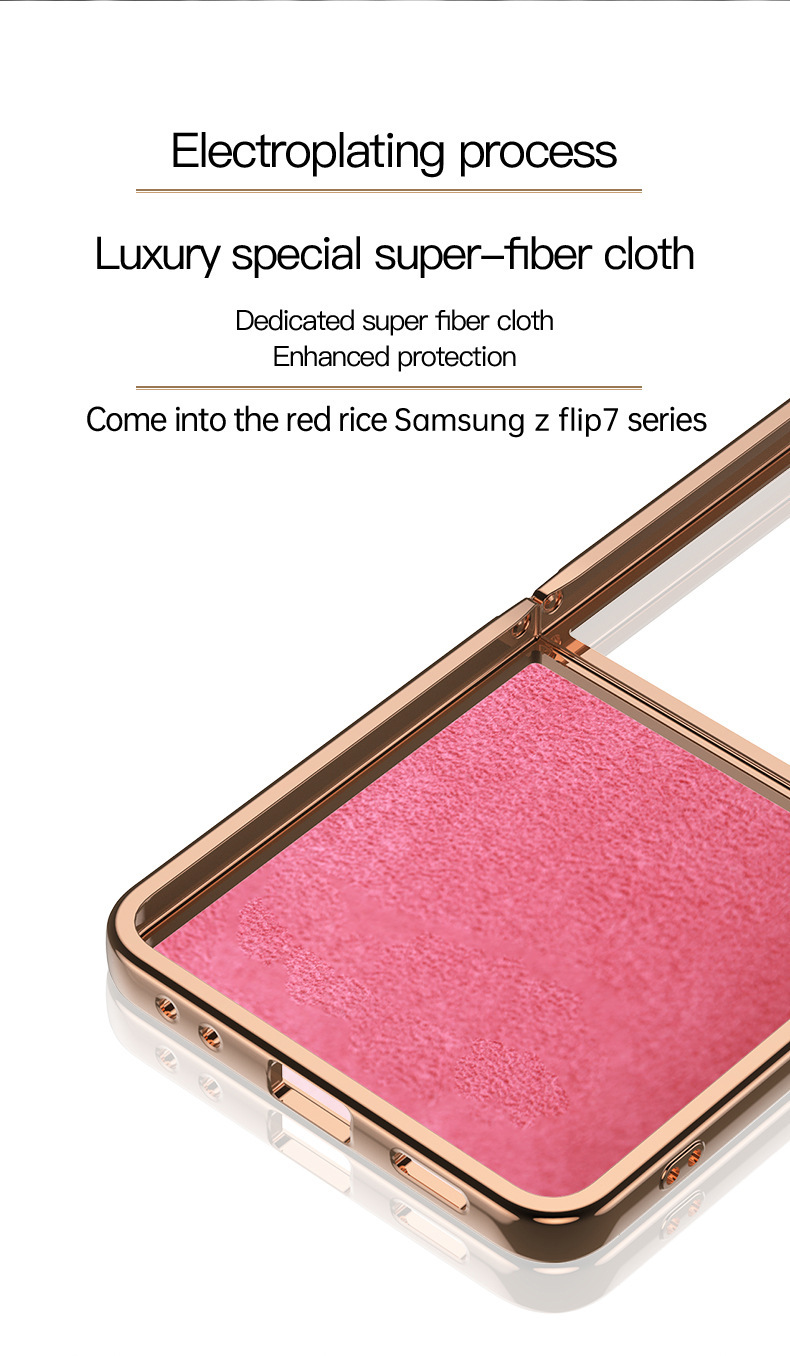 Compatible with Samsung Z Flip 8/7 phone case, 6/5 electroplated, car magnetic ring, stylish 4/3 drop-proof protective case.