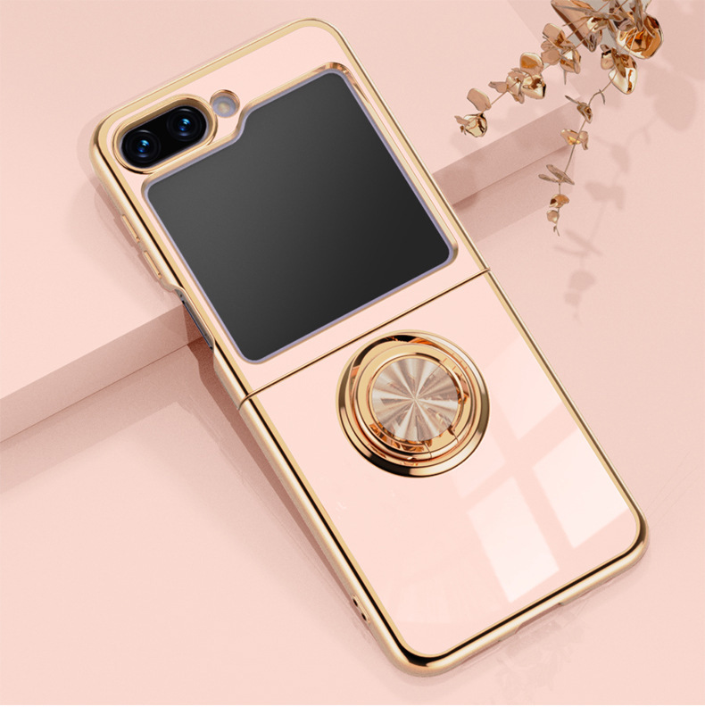 Compatible with Samsung Z Flip 8/7 phone case, 6/5 electroplated, car magnetic ring, stylish 4/3 drop-proof protective case.