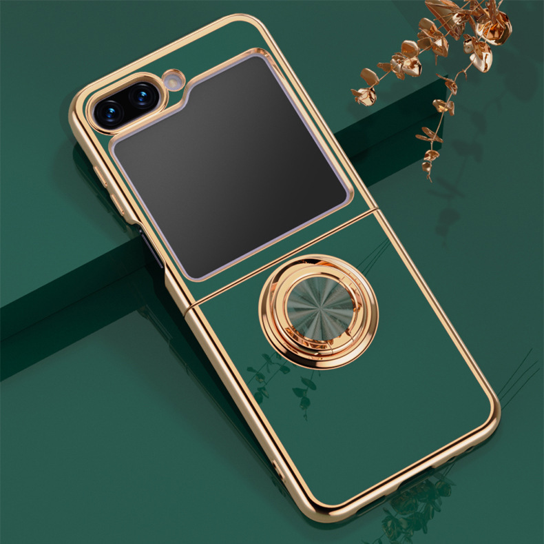 Compatible with Samsung Z Flip 8/7 phone case, 6/5 electroplated, car magnetic ring, stylish 4/3 drop-proof protective case.