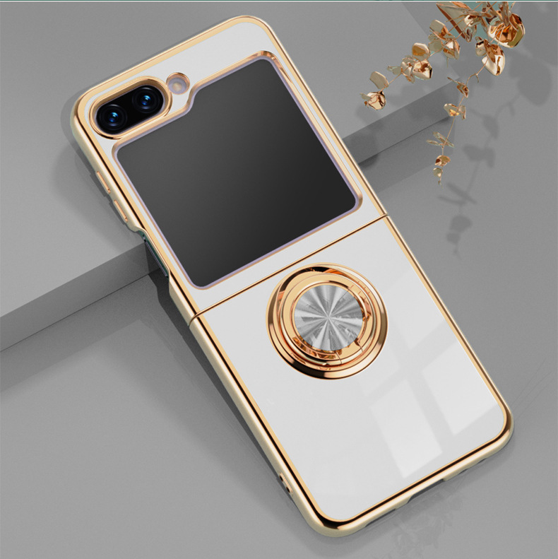 Compatible with Samsung Z Flip 8/7 phone case, 6/5 electroplated, car magnetic ring, stylish 4/3 drop-proof protective case.
