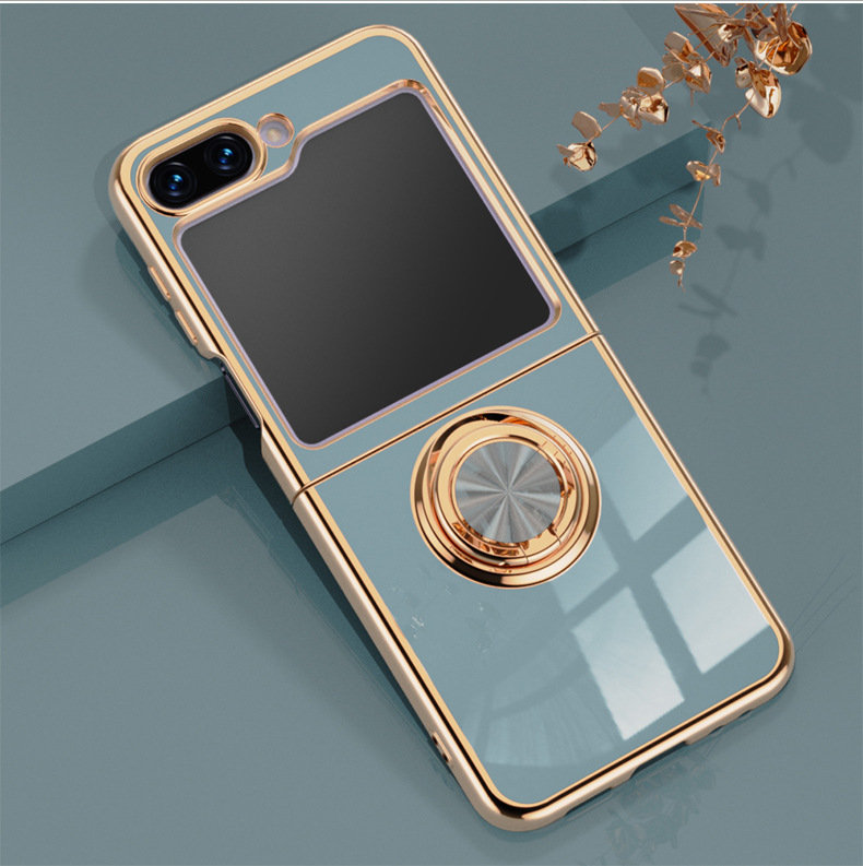 Compatible with Samsung Z Flip 8/7 phone case, 6/5 electroplated, car magnetic ring, stylish 4/3 drop-proof protective case.
