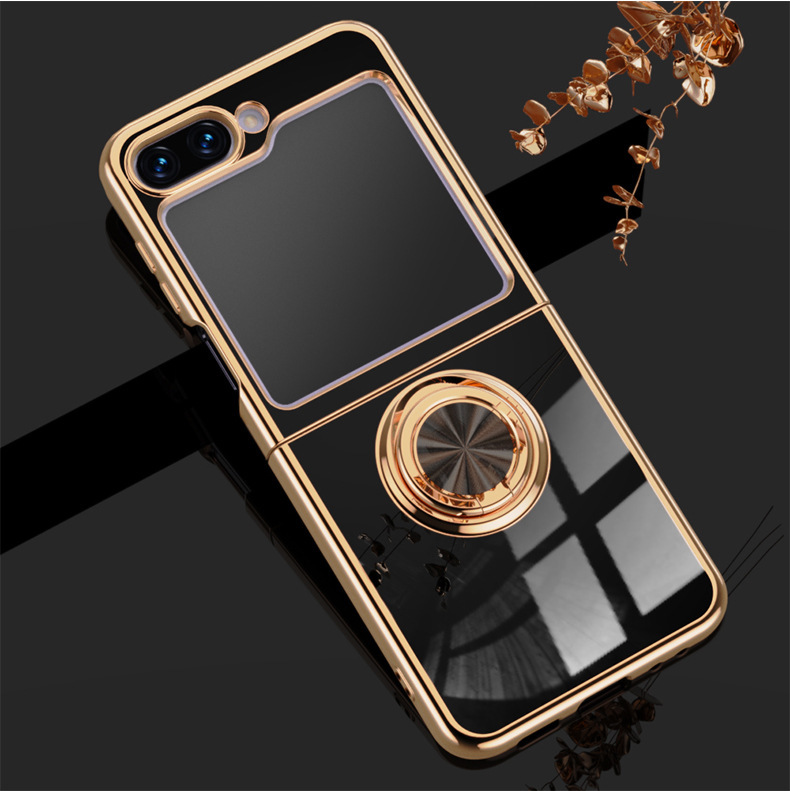 Compatible with Samsung Z Flip 8/7 phone case, 6/5 electroplated, car magnetic ring, stylish 4/3 drop-proof protective case.