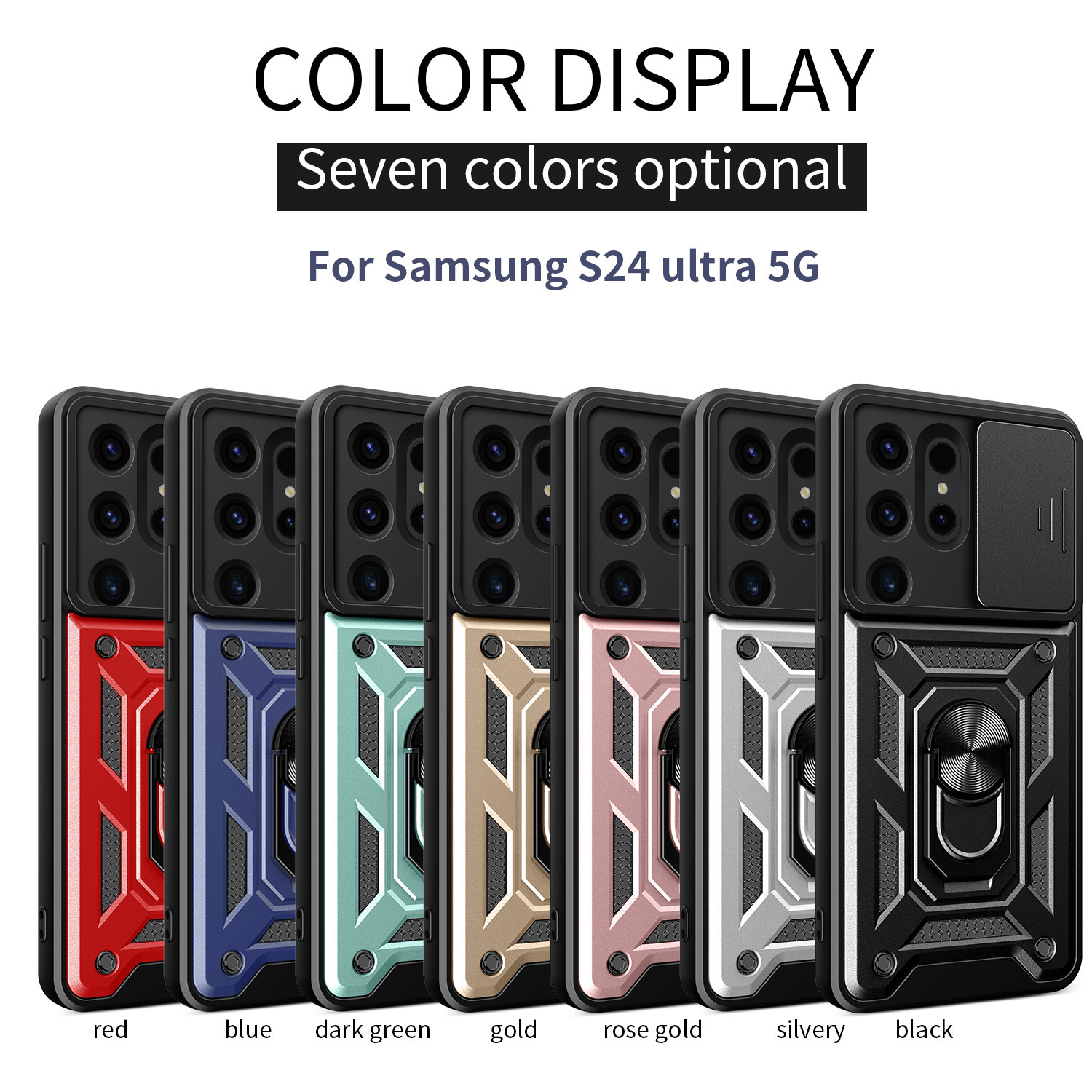 Compatible with Samsung S26/25 Ultra phone case A57 with sliding window, S24 magnetic ring holder, A37 protective case