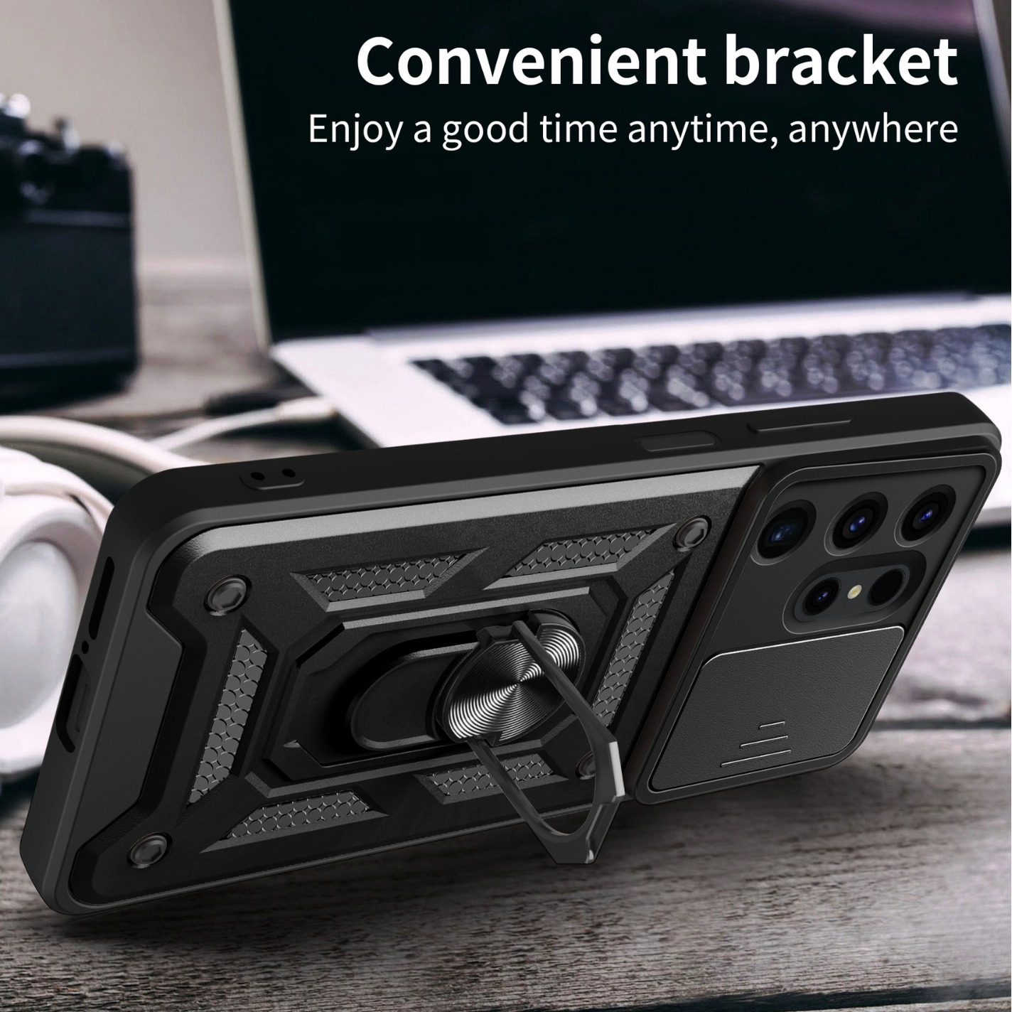 Compatible with Samsung S26/25 Ultra phone case A57 with sliding window, S24 magnetic ring holder, A37 protective case