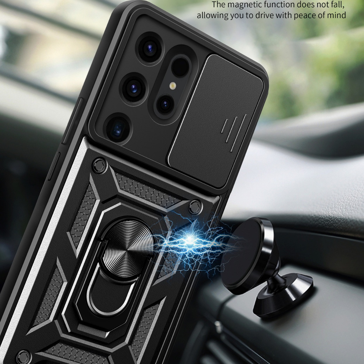 Compatible with Samsung S26/25 Ultra phone case A57 with sliding window, S24 magnetic ring holder, A37 protective case