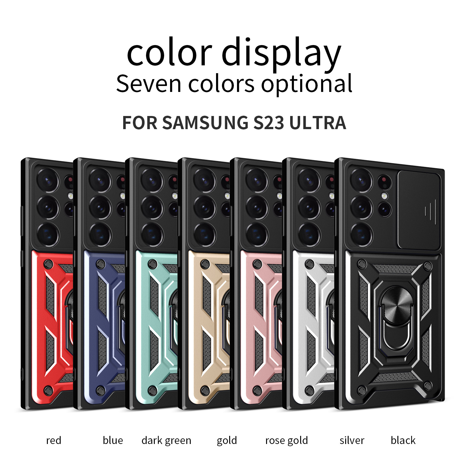 Compatible with Samsung S26/25 Ultra phone case A57 with sliding window, S24 magnetic ring holder, A37 protective case