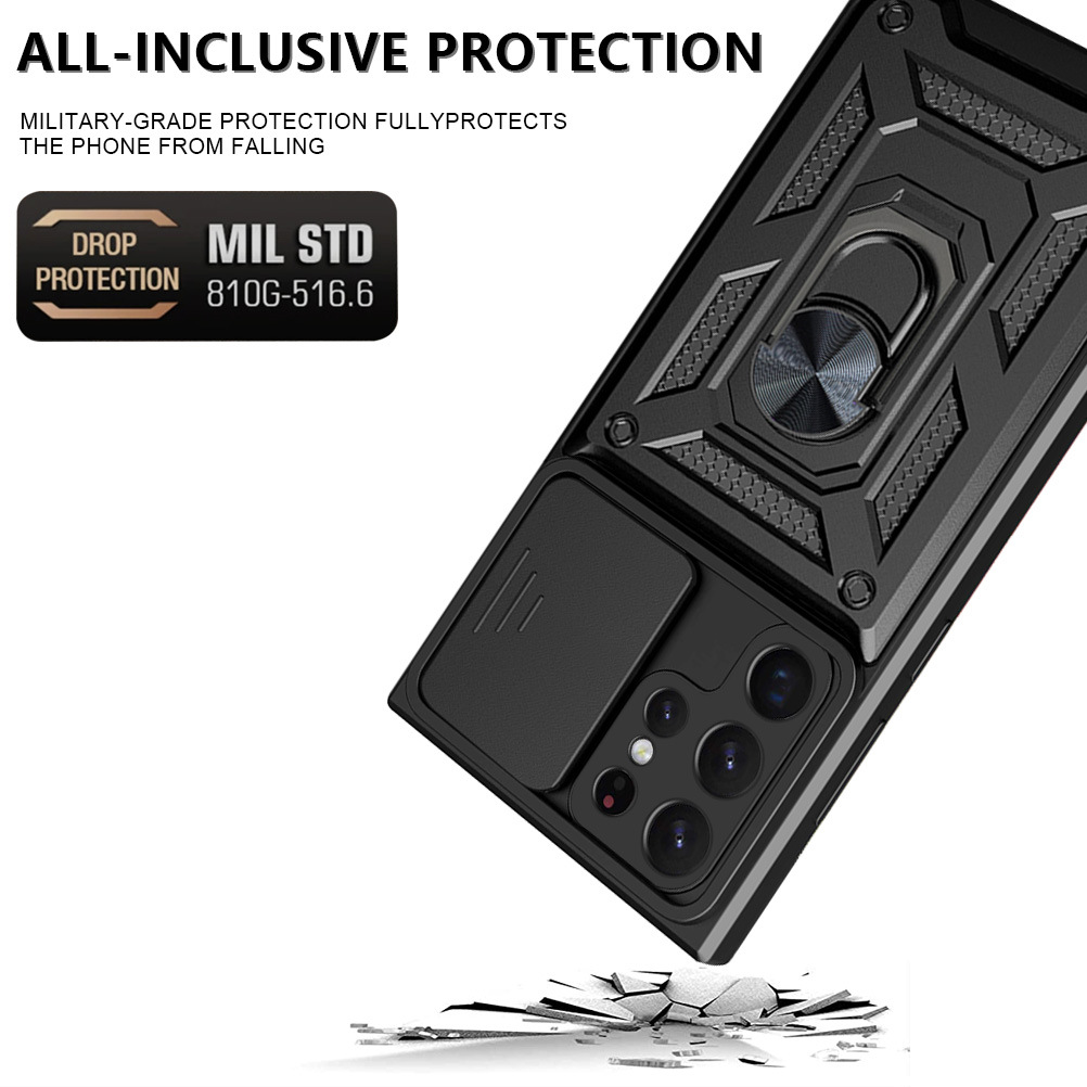 Compatible with Samsung S26/25 Ultra phone case A57 with sliding window, S24 magnetic ring holder, A37 protective case