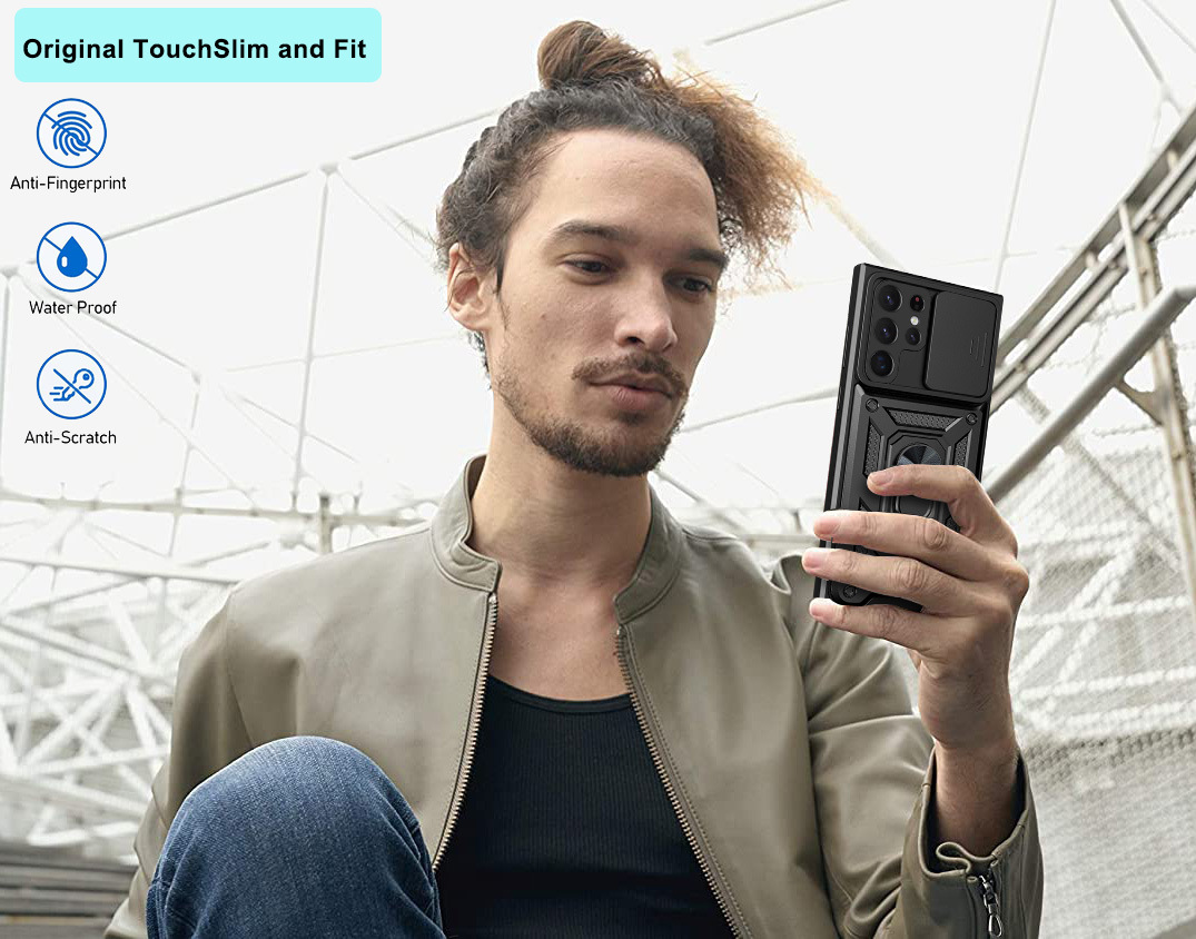 Compatible with Samsung S26/25 Ultra phone case A57 with sliding window, S24 magnetic ring holder, A37 protective case