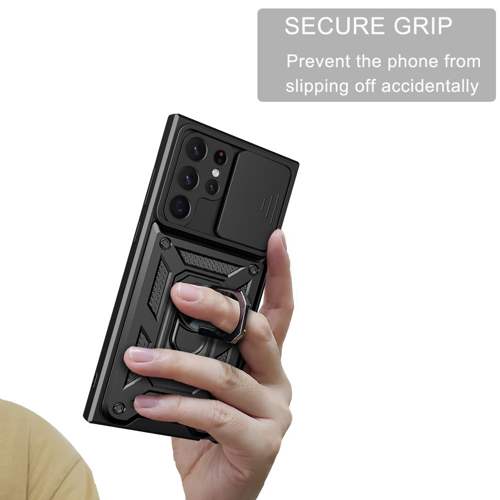 Compatible with Samsung S26/25 Ultra phone case A57 with sliding window, S24 magnetic ring holder, A37 protective case