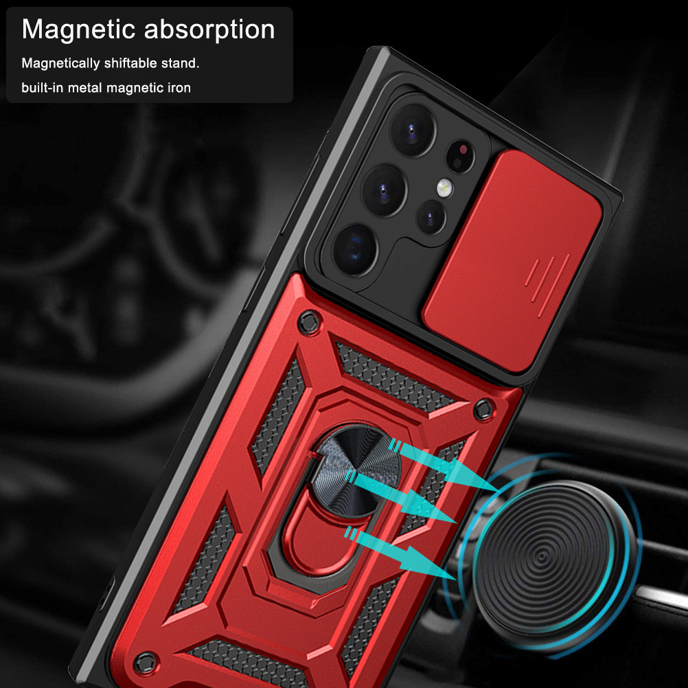 Compatible with Samsung S26/25 Ultra phone case A57 with sliding window, S24 magnetic ring holder, A37 protective case