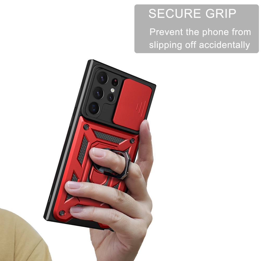 Compatible with Samsung S26/25 Ultra phone case A57 with sliding window, S24 magnetic ring holder, A37 protective case