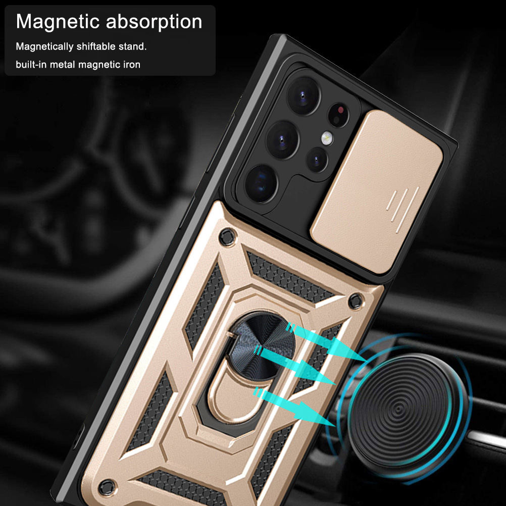 Compatible with Samsung S26/25 Ultra phone case A57 with sliding window, S24 magnetic ring holder, A37 protective case
