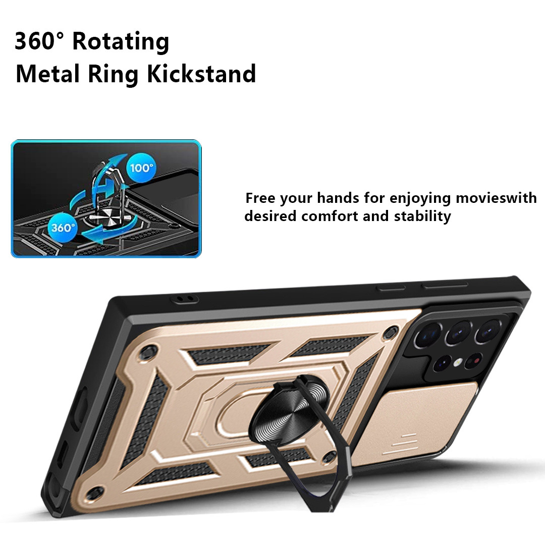 Compatible with Samsung S26/25 Ultra phone case A57 with sliding window, S24 magnetic ring holder, A37 protective case