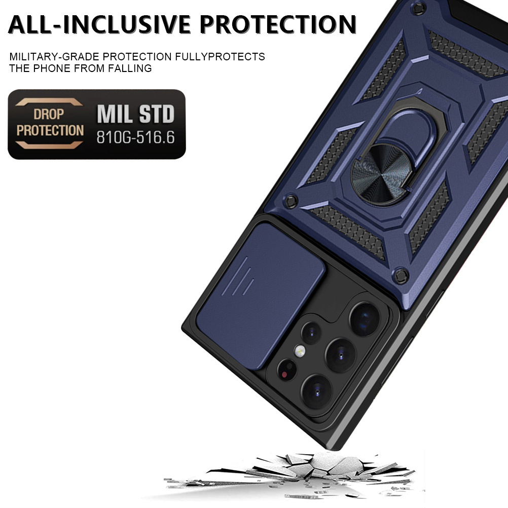 Compatible with Samsung S26/25 Ultra phone case A57 with sliding window, S24 magnetic ring holder, A37 protective case