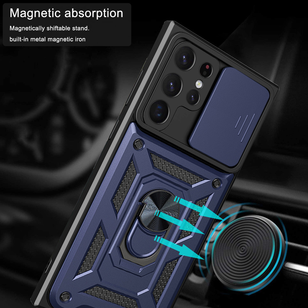 Compatible with Samsung S26/25 Ultra phone case A57 with sliding window, S24 magnetic ring holder, A37 protective case