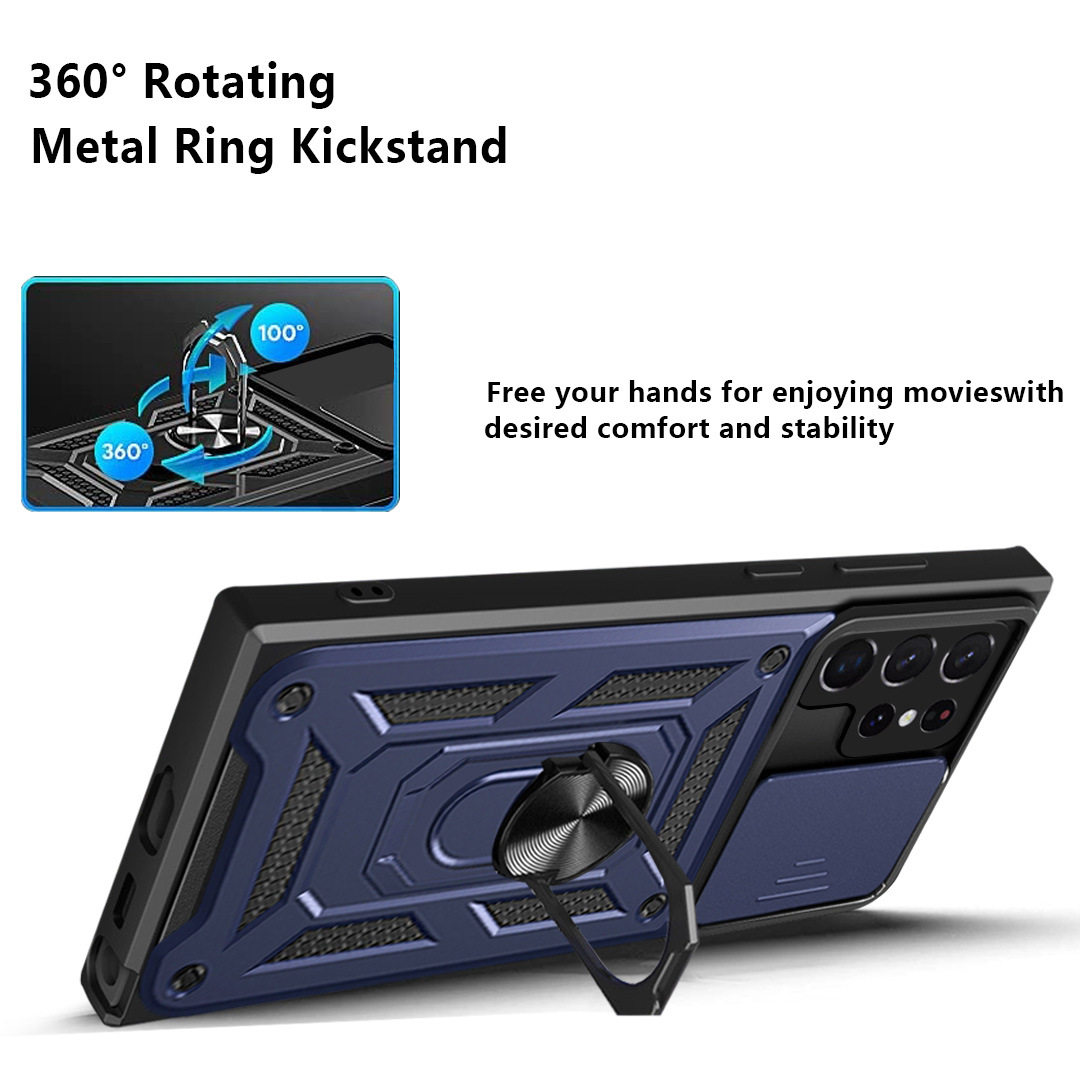 Compatible with Samsung S26/25 Ultra phone case A57 with sliding window, S24 magnetic ring holder, A37 protective case
