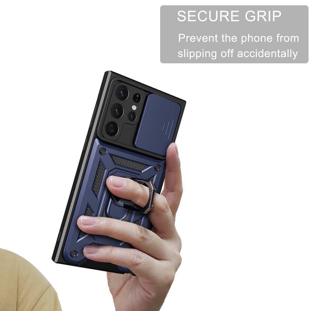 Compatible with Samsung S26/25 Ultra phone case A57 with sliding window, S24 magnetic ring holder, A37 protective case