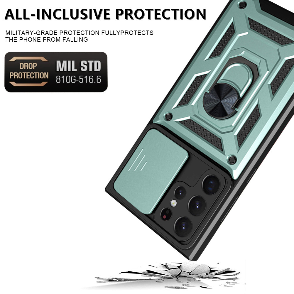 Compatible with Samsung S26/25 Ultra phone case A57 with sliding window, S24 magnetic ring holder, A37 protective case