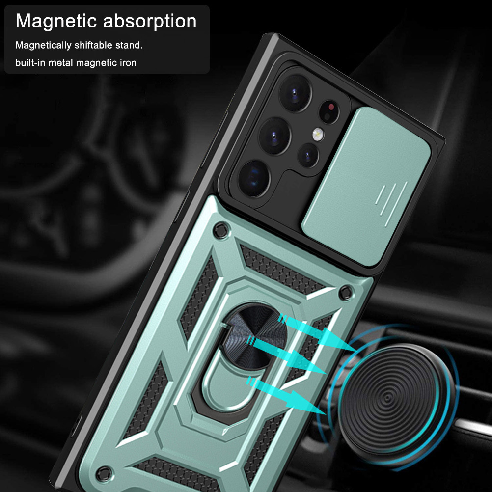 Compatible with Samsung S26/25 Ultra phone case A57 with sliding window, S24 magnetic ring holder, A37 protective case