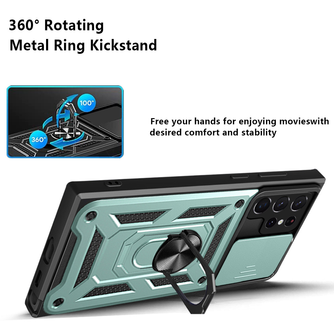 Compatible with Samsung S26/25 Ultra phone case A57 with sliding window, S24 magnetic ring holder, A37 protective case