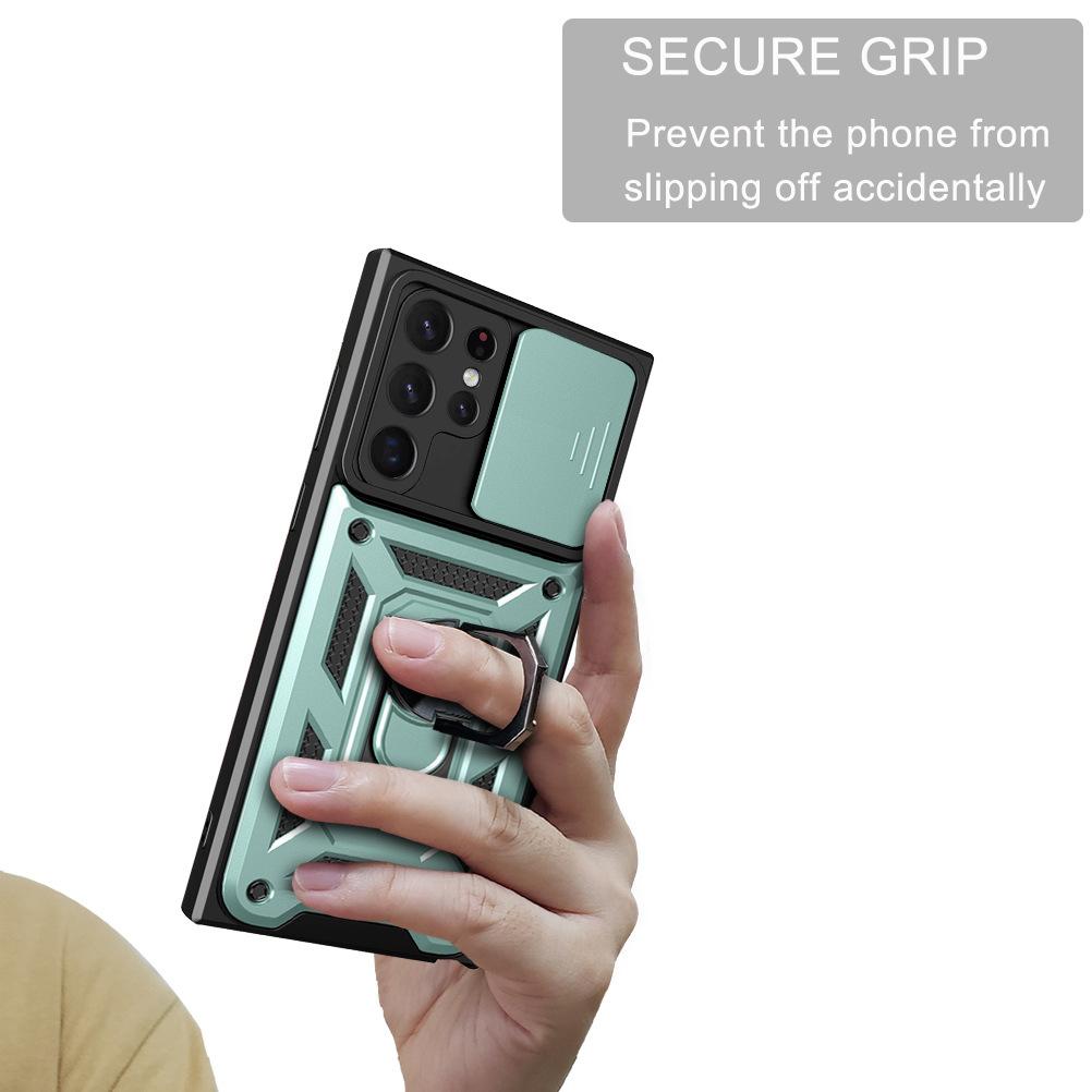 Compatible with Samsung S26/25 Ultra phone case A57 with sliding window, S24 magnetic ring holder, A37 protective case
