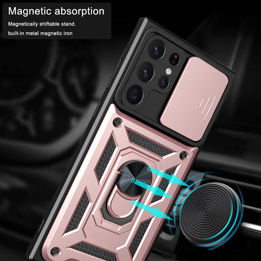 Compatible with Samsung S26/25 Ultra phone case A57 with sliding window, S24 magnetic ring holder, A37 protective case