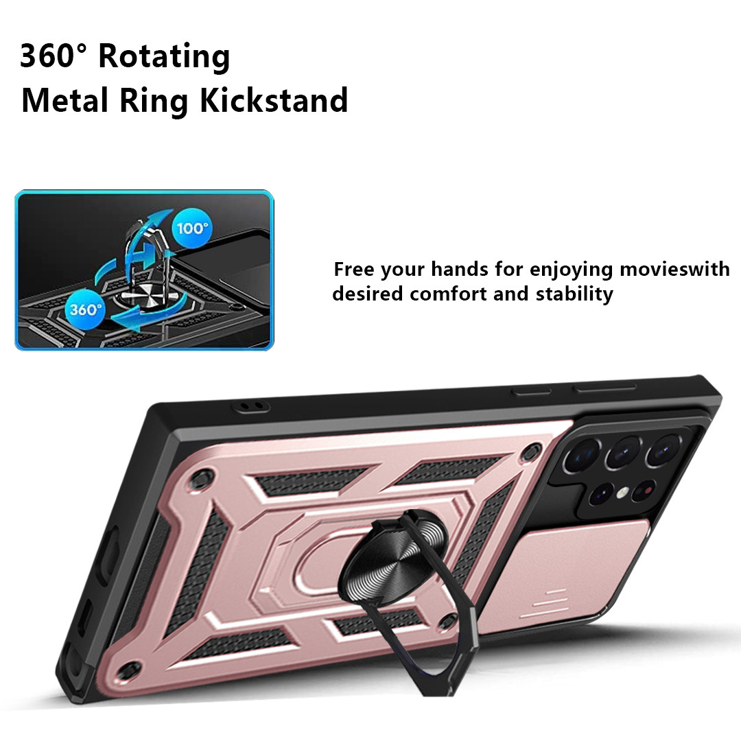Compatible with Samsung S26/25 Ultra phone case A57 with sliding window, S24 magnetic ring holder, A37 protective case
