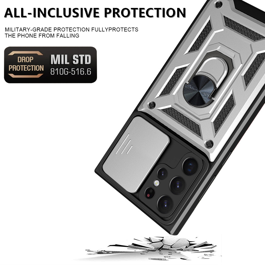 Compatible with Samsung S26/25 Ultra phone case A57 with sliding window, S24 magnetic ring holder, A37 protective case