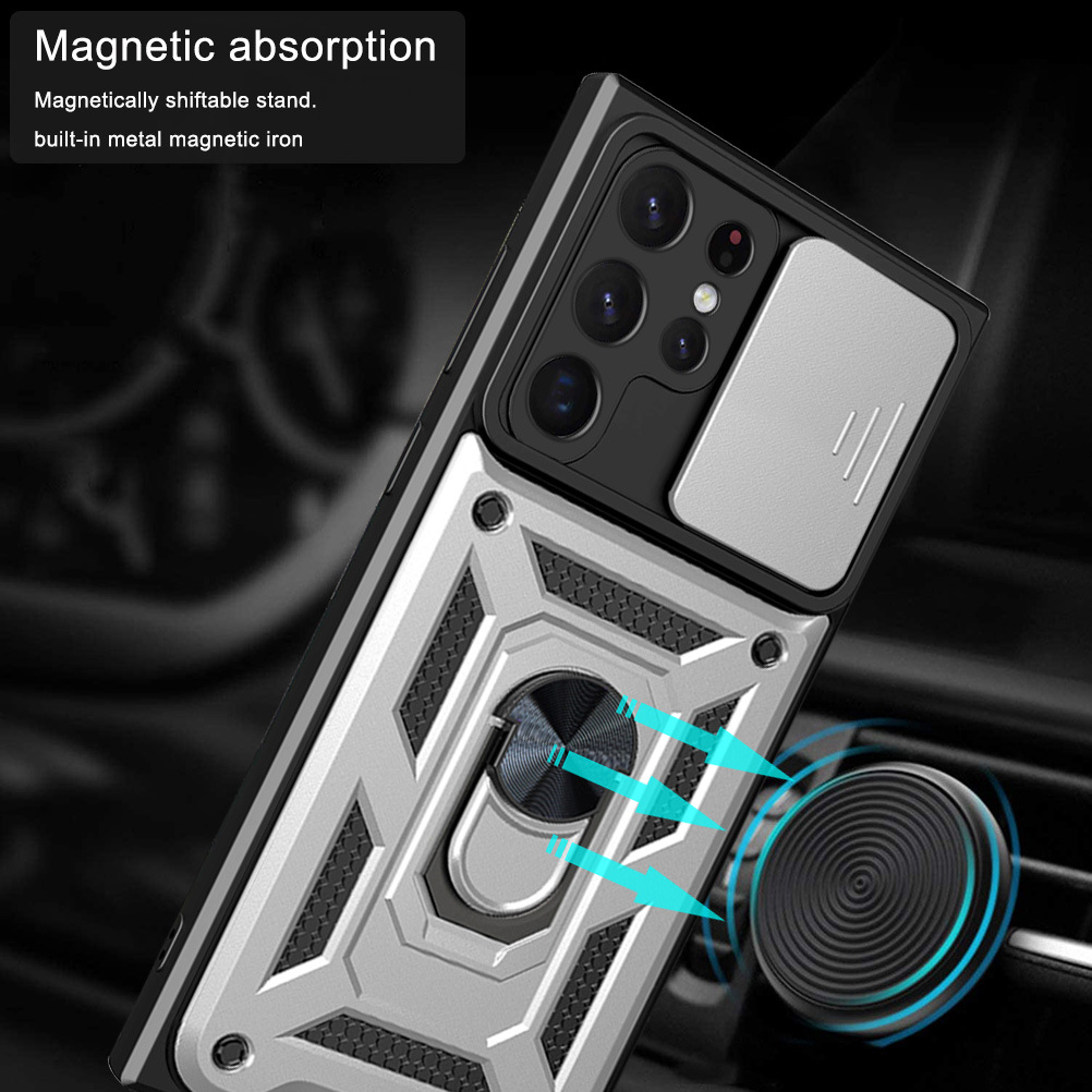 Compatible with Samsung S26/25 Ultra phone case A57 with sliding window, S24 magnetic ring holder, A37 protective case