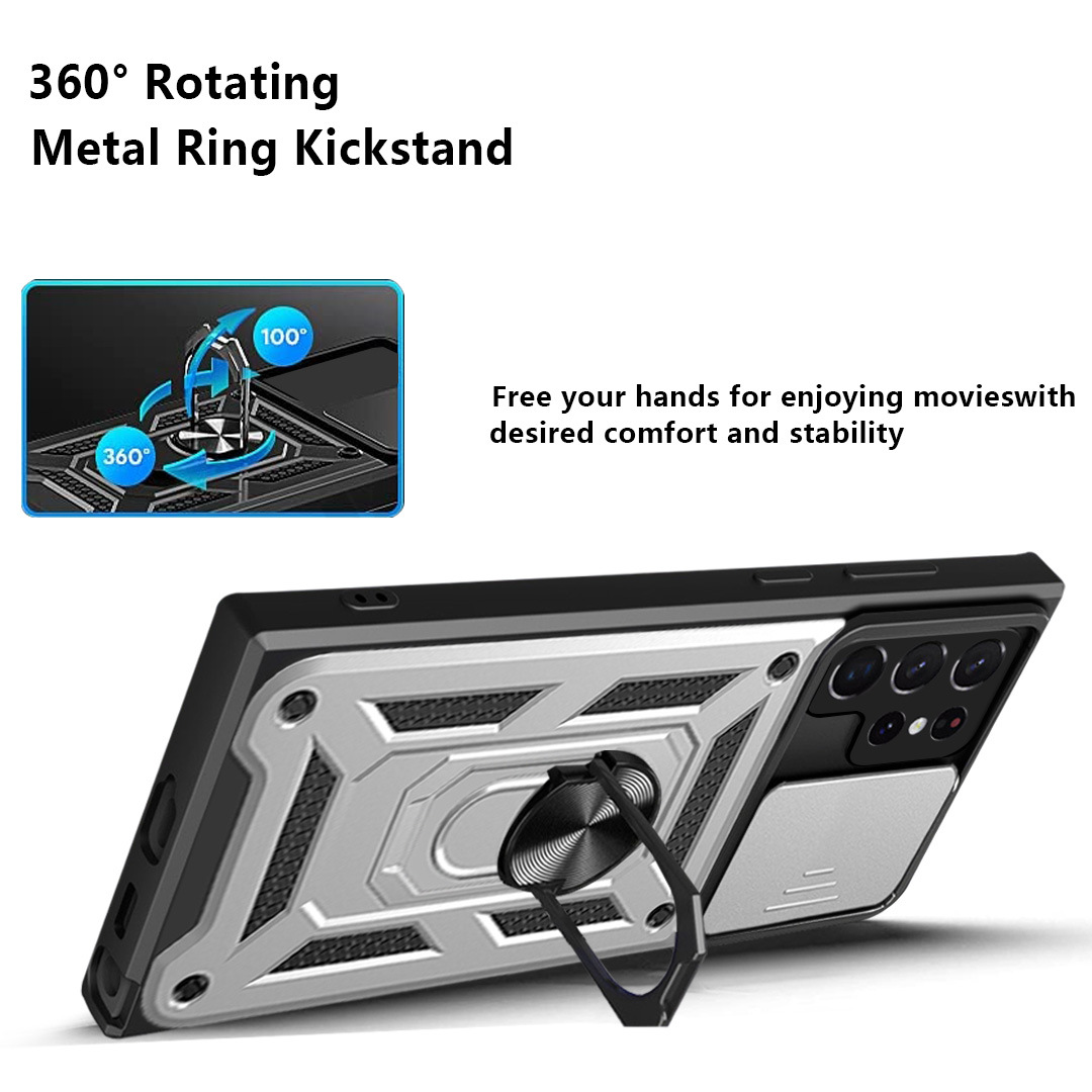 Compatible with Samsung S26/25 Ultra phone case A57 with sliding window, S24 magnetic ring holder, A37 protective case