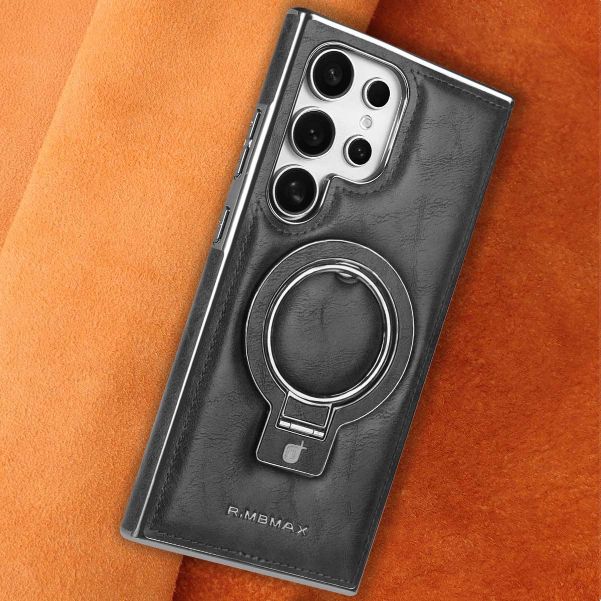 Compatible with Samsung S26/25 Ultra phone case, S24p leather wireless charging ring holder, S23 drop protection case